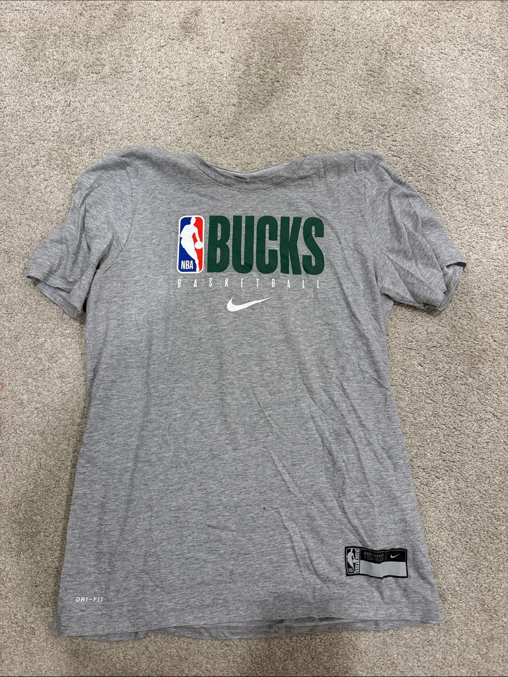 Nike Gray Milwaukee Bucks Tee with Green Logo